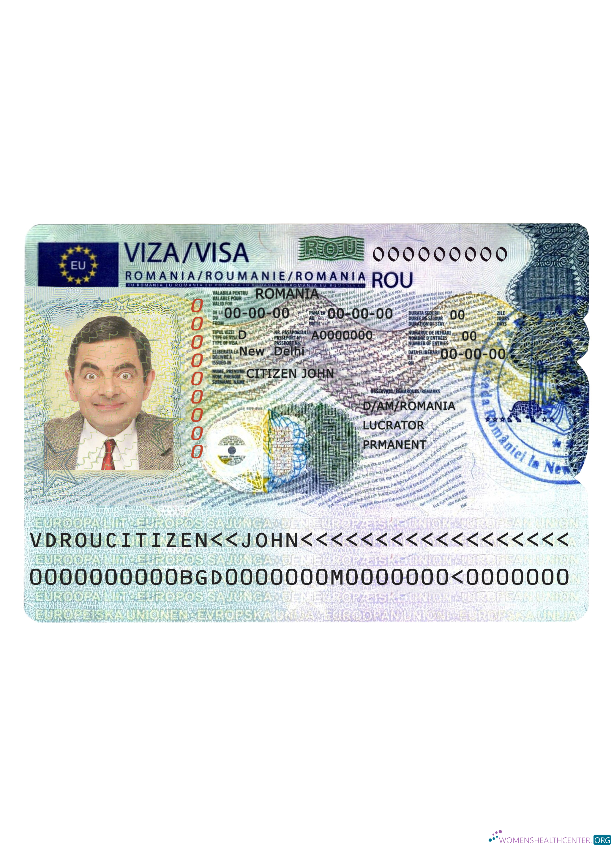 Download Romania schengen visa Photoshop template